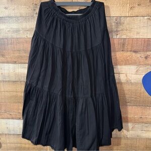 Vintage V on the Verge Ruffly Layers Maxi Broomstick Skirt Large